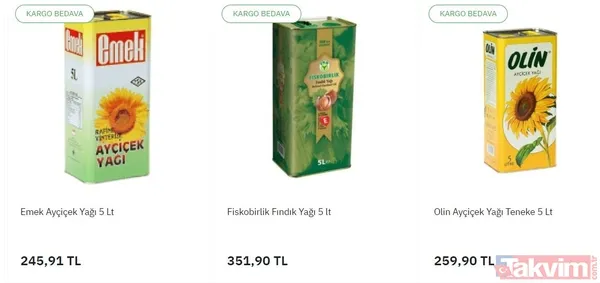 Emek Ayçiçek Yağı Teneke 5 Lt 245,91 Tl