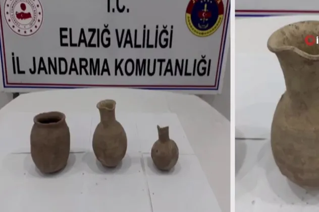 Elazığ'da Roma dönemine ait küp 3 adet testi ve küp ele geçirdi