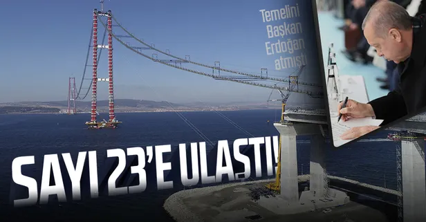 Temelini Başkan Erdoğan atmıştı... 1915 Çanakkale Köprüsü'nün 23'üncü tabliye bloğu geldi