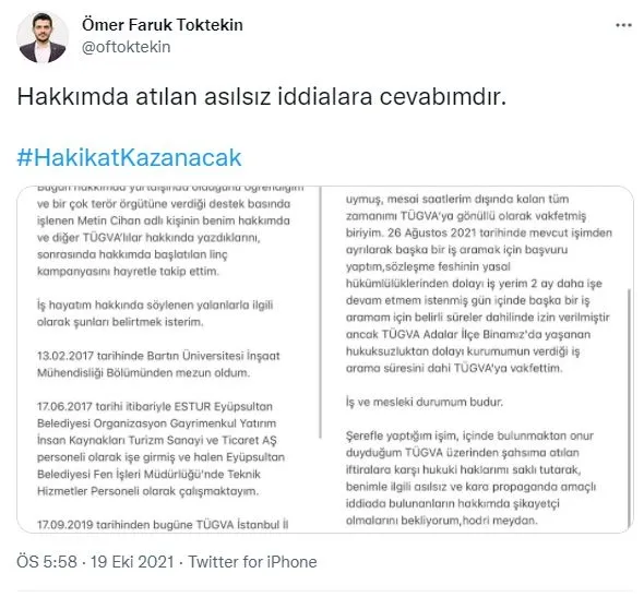 Etki ajanı Metin Cihan'ın iddialarına TÜGVA'dan peş peşe yalanlamalar! İsmail Evlek, Ömer Faruk Toktekin ve Mirac Çomran...-6