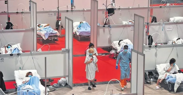 İspanya'da hastaneye çevrilen kongre merkezindeki görüntüler tüyler ürpertti