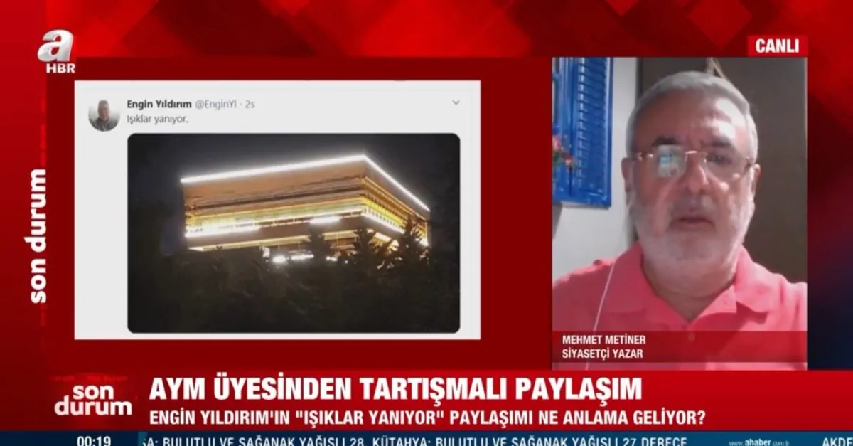 AYM üyesi Engin Yıldırım'ın 'ışıklar yanıyor' tehdidine Mehmet Metiner'den A Haber'de sert tepki