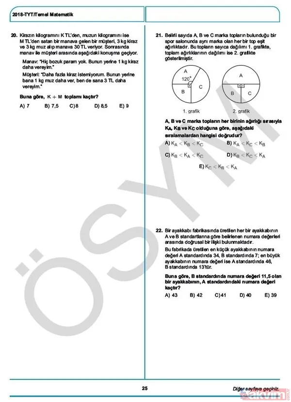 YKS çıkmış sorular ve cevaplar! 2018 YKS çıkmış sorular ve cevap anahtarı - 28