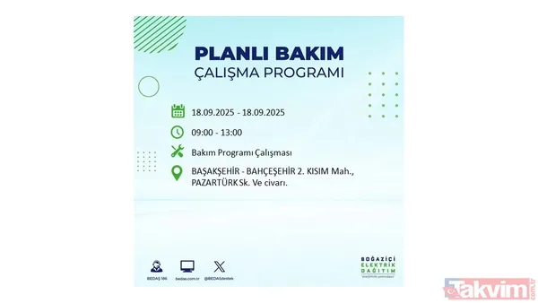 🔴18 Eylül Perşembe Günü Elektrik Kesintisi Yaşanacak İlçeler