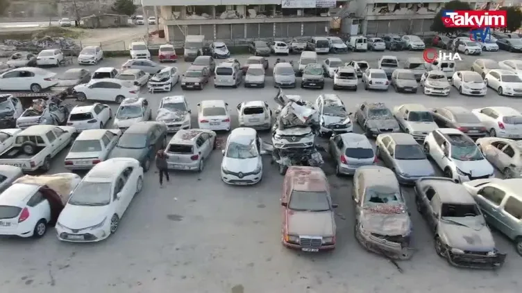Toplu araç mezarlığı böyle görüntülendi