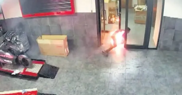 Çırak servis arkadaşının üzerine benzin döküp ateşe verdi!