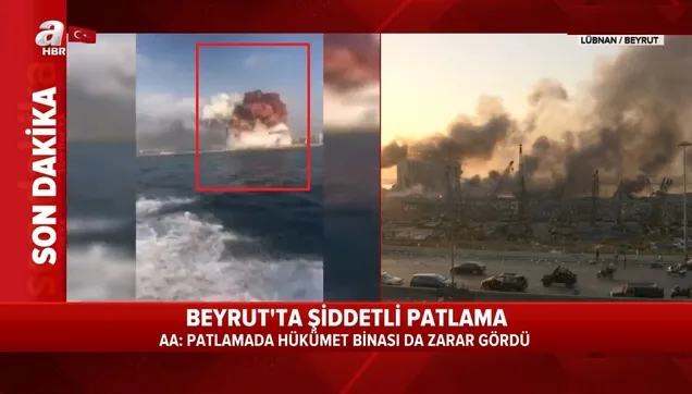 Son dakika: Beyrut'taki büyük patlama denizden görüntülendi!