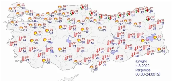HAVA DURUMU | Meteoroloji harita yayınladı il il uyardı! Kuvvetli yağışlar geri geliyor | 3-7 Ağustos 2022-12