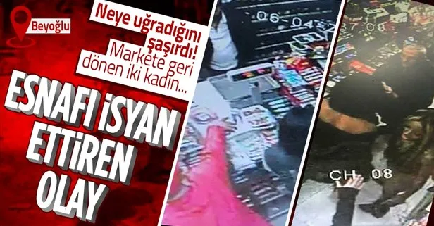 Beyoğlu’nda markette kapkaç! İki kadın ortalığı birbirine kattı