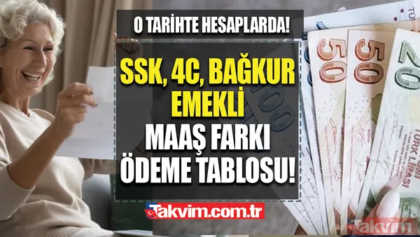 Maaş farkı ÖDEME TAKVİMİ ve TABLOSU! SSK, Bağ-Kur, 4C emeklileri müjde! Maaş farkı ödemeleri başladı! O tarihte hesapta olacak! - 1