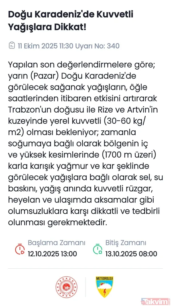 6 İL SARI ALARM LİSTESİNDE: Meteoroloji peş peşe uyardı! Botları hazır edin - 2