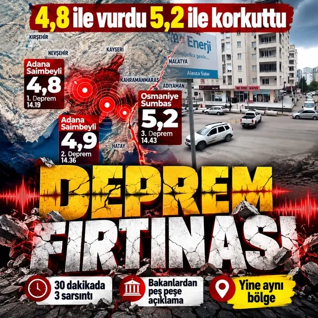 Adana ve Osmaniyede deprem fırtınası! 4,8 ile vurdu 5,2 ile korkuttu... AFADdan açıklama