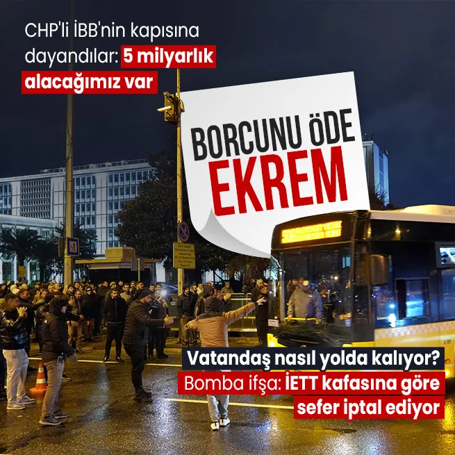 Özel halk otobüsü sahiplerinden İBB önünde eylem: 5 milyara yakın alacağımızı istiyoruz