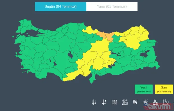 ⛔Hangi İller İçin Kodlu Uyarı Verildi? Meteoroloji Genel Müdürlüğü Tarafından Yapılan Değerlendirmelere Göre, Kodlu Meteorolojik Uyarı Verilen İller Arasında...