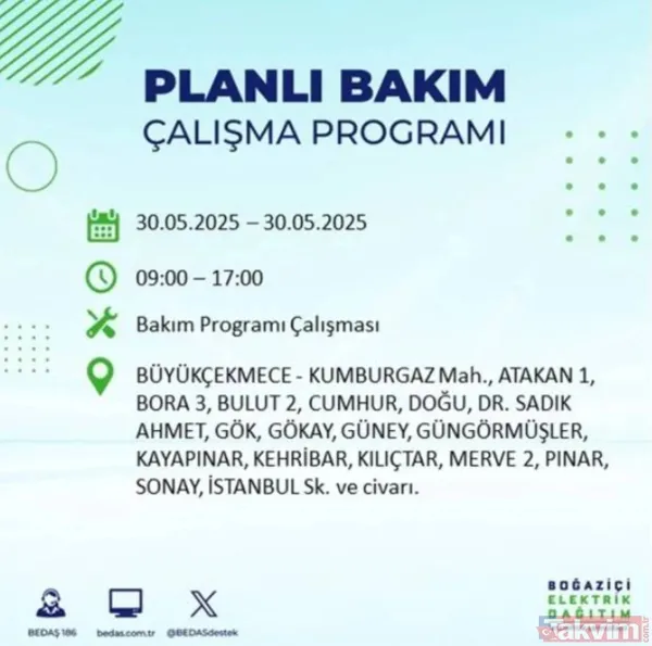 Bedaş | 30 Mayıs İstanbul Elektrik Kesintisi