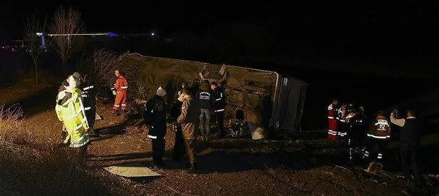 Ankara'da yolcu otobüsü devrildi