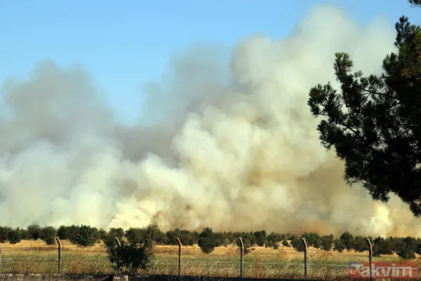 Uşak Havalimanı içerisindeki otluk alanda yangın: Olay yerinden görüntüler - 15