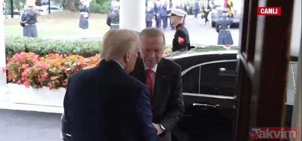 ABD'deki zirveden tarihi kareler! Trump kapıda karşıladı koltuğunu çekti Başkan Erdoğan şeref defterini imzaladı - 2