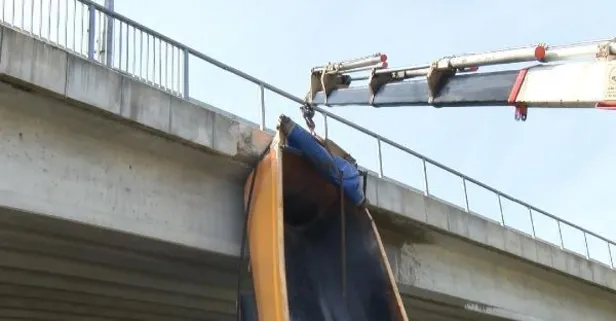 Son dakika: İstanbul’da facianın eşiğinden dönüldü! Beykoz’da dorsesi açık kalan hafriyat kamyonu viyadüğe çarptı