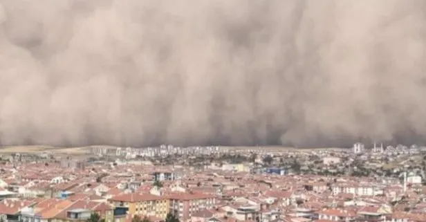 Son dakika: Ankara’da kum fırtınası: Polatlı’yı devasa toz bulutu kapladı