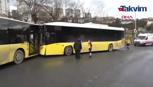 İstanbul Başakşehir’de İETT otobüsleri kafa kafaya çarpıştı