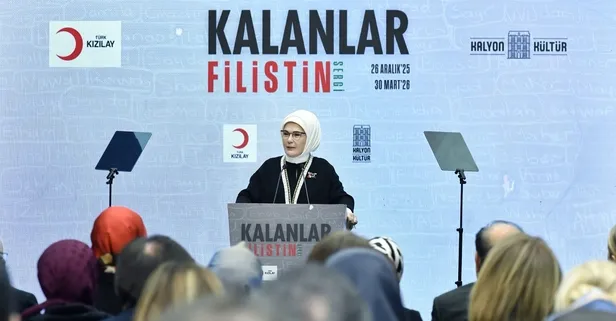 Emine Erdoğan 'Kalanlar' Filistin Sergisi'nin açılışında konuştu