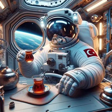 Uzayda çay içme keyfi: Yapay Zekanın gözünden uzaya çıkan ilk Türk astronot!
