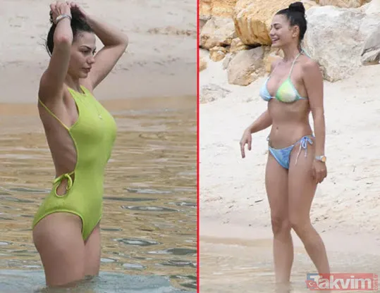 Demet Özdemir ebruli bikisiniyle durdu durdu şovunu yaptı geçen yılki halinden eser yok! Yanında Hazal Kaya ve Selin Şekerci de var - 8