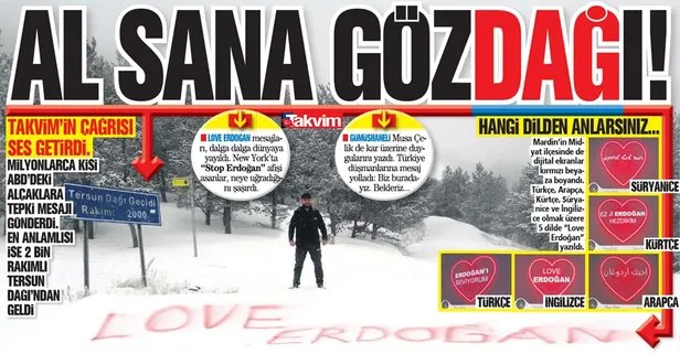 Stop Erdoğan afişi asan küstahlara Tersun Dağı’ndan yanıt: Love Erdoğan