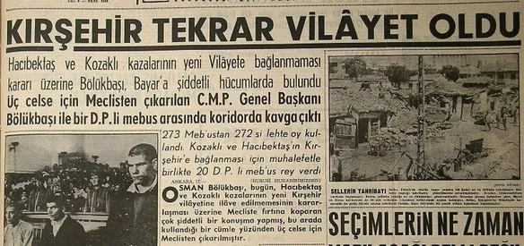 KIRŞEHİR YENİDEN İL YAPILDI
