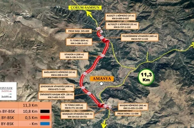 Amasya Çevre Yolu Başkan Erdoğan'ın katılımıyla açılacak! O mesafe 7 dakikaya düşüyor