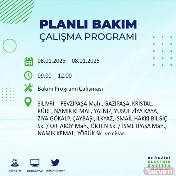 8 Ocak Elektrik Kesintisi