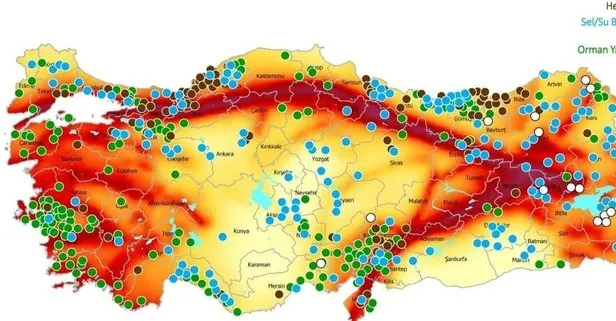 İşte Türkiye’nin afet haritası! 107 sel 66 orman yangını 39 heyelan...