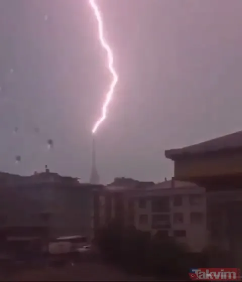 İstanbul'da Çamlıca Kulesi'ne yıldırım düştüğü anlar kamerada - 7