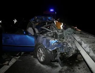 Edirne’de feci kaza! Otomobil hurdaya döndü