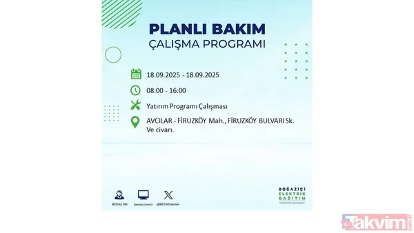 🔴18 Eylül Perşembe Günü Elektrik Kesintisi Yaşanacak İlçeler