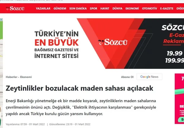 Sözcü, Birgün, Cumhuriyet, Gazete Duvar'ın "zeytinlikler" yalanına Enerji ve Tabii Kaynaklar Bakanlığı'ndan yanıt-2