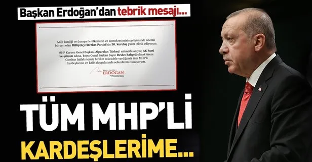 Başkan Erdoğan'dan MHP'ye tebrik mesajı