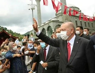 Erdoğan Güneysu’da! Vatandaşlardan sevgi seli