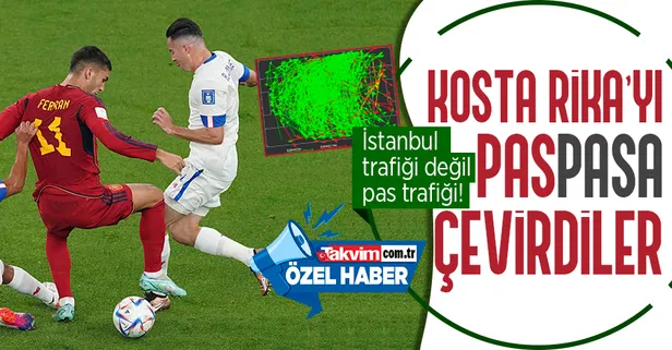 İstanbul trafiği değil pas trafiği! İspanya Kosta Rika’yı 'pas pasa' çevirdi