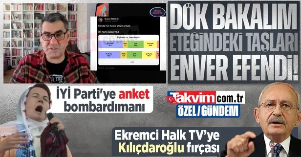 CHP fondaşı Enver Aysever’den İYİ Parti’ye ’anket’ bombardımanı, ’Ekremci’ medyaya ayar: Kılıçdaroğlu Halk TV’yi fırçaladı