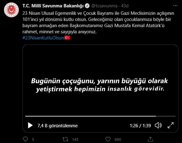 MSB'den 23 Nisan'a özel video: 101’inci yıl dönümü kutlu olsun-2