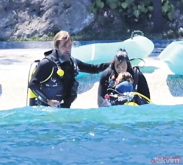 Engin Altan Düzyatan ve eşi Neslişah Alkoçlar oğulları Emir'le ilk kez görüntülendi! Neslişah sarı mayosuyla yaktı geçti - 5