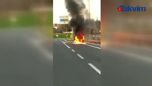 Takla atarak şarampole yuvarlanan otomobilin sürücüsü alev alan aracında yanarak öldü