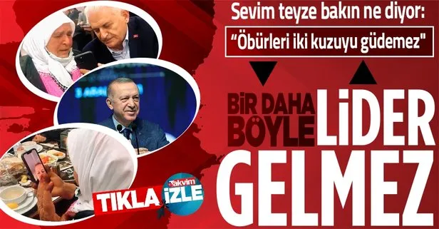 Başkan Recep Tayyip Erdoğan ile görüntülü görüşen Balıkesirli Sevim Yıldız: Adam lider, öbürleri iki kuzuyu güdemez