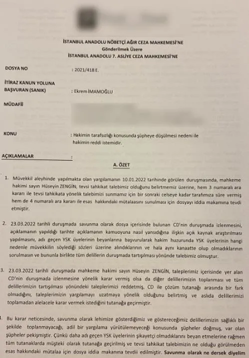 CHP'li İBB Başkanı Ekrem İmamoğlu'na verilen cezanın gerekçesi açıklandı! Reddi hakim belgesi ortaya çıktı-6