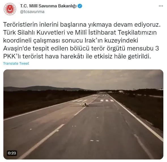 TSK ve MİT Irak’ın kuzeyinde teröristlerin inlerini başına yıktı! 3 PKK’lı terörist hava harekâtı ile etkisiz hâle getirildi-1