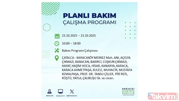 ↪23 Ekim 2025 İstanbul merkezli elektrik kesintisi yaşanacak ilçe, mahalle ve sokaklar↩