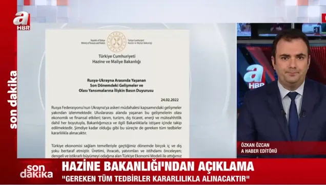 Hazine ve Maliye Bakanlığı'ndan Rusya Ukrayna savaşına dair flaş açıklama: Tüm tedbirler alındı! Türk ekonomisi sağlam...