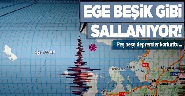 Son dakika: İzmir açıklarında son 1 saatte 47 adet deprem meydana geldi